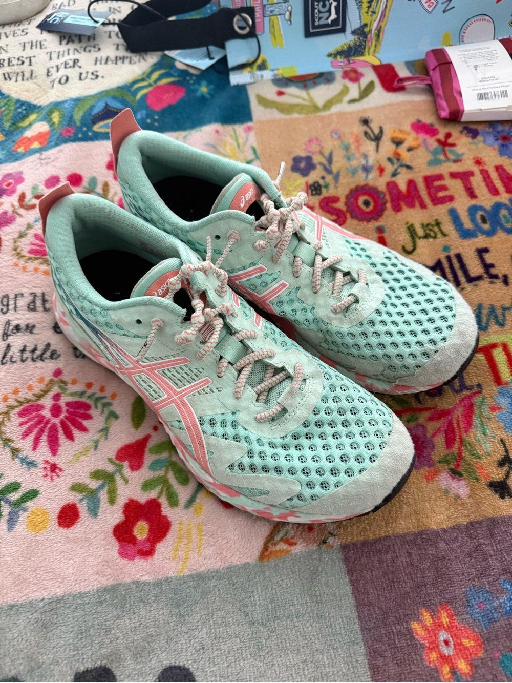 ASICS Gel Noosa Tri 12 Mint and Pink Women's Running Shoes